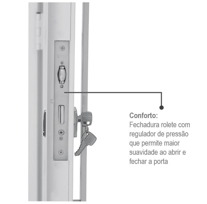 Porta de Aço 215x78cm Sasazaki Prátika Lambril Abertura Esquerda Branco - 24.24.202-1