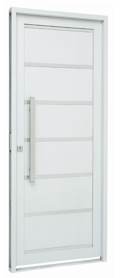 Porta de Aço 215x78cm Sasazaki Prátika Lambril Abertura Esquerda Branco - 24.24.202-1
