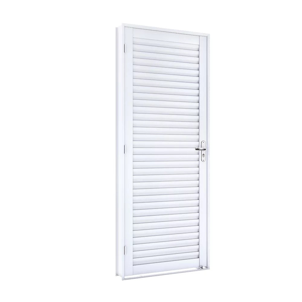 Porta de Aço Lambri 215x86x12cm Lucasa Branco Abertura Direita Giro Laminada - 1730.2