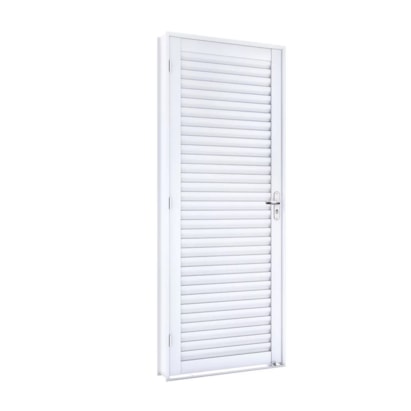 Porta de Aço Lambri 215x86x12cm Lucasa Branco Abertura Esquerda Giro Laminada - 1730.1