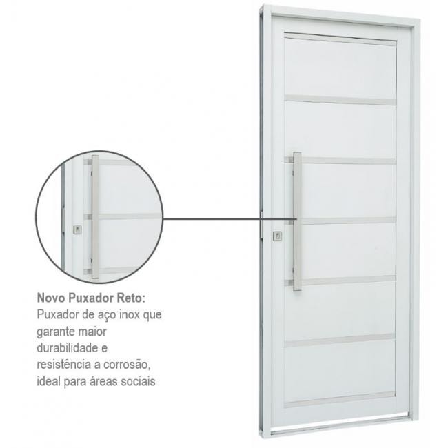 Porta de Aço Social 217x88x08cm Sasazaki Prátika Abertura Direta Branca - 24.24.201-3