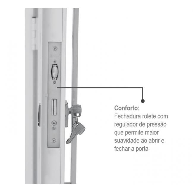 Porta de Aço Social 217x88x08cm Sasazaki Prátika Abertura Direta Branca - 24.24.201-3