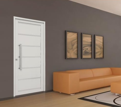 Porta de Aço Social 217x88x08cm Sasazaki Prátika Abertura Direta Branca - 24.24.201-3