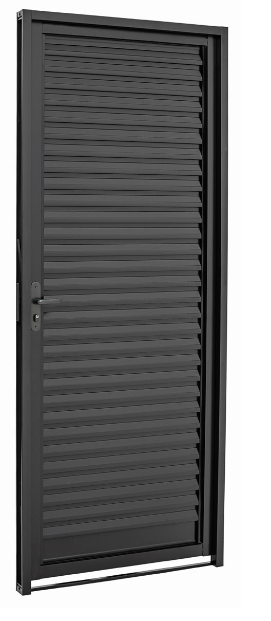Porta de Aço Veneziana 217x087x6,5cm Sasazaki Prátika Black Abertura Esquerda Preto - 24.12.232-8