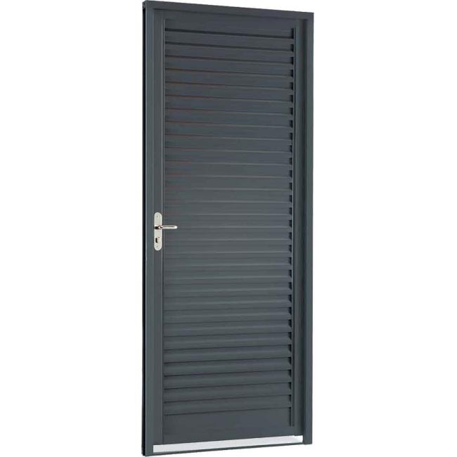 Porta de Aço Veneziana 217x77x6,5cm Sasazaki Belfort Abertura Esquerda Cinza - 66.31.177-5