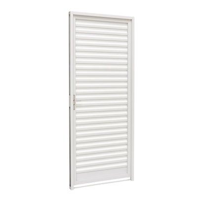 Porta de Aço Veneziana 217x87x6,5cm Sasazaki Kompacta Abertura Esquerda Branca - 24.12.251-4