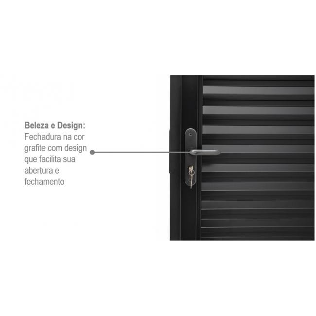 Porta de Aço Veneziana 217x87x6,5cm Sasazaki Prátika Abertura Direita Preta 24.12.231-0