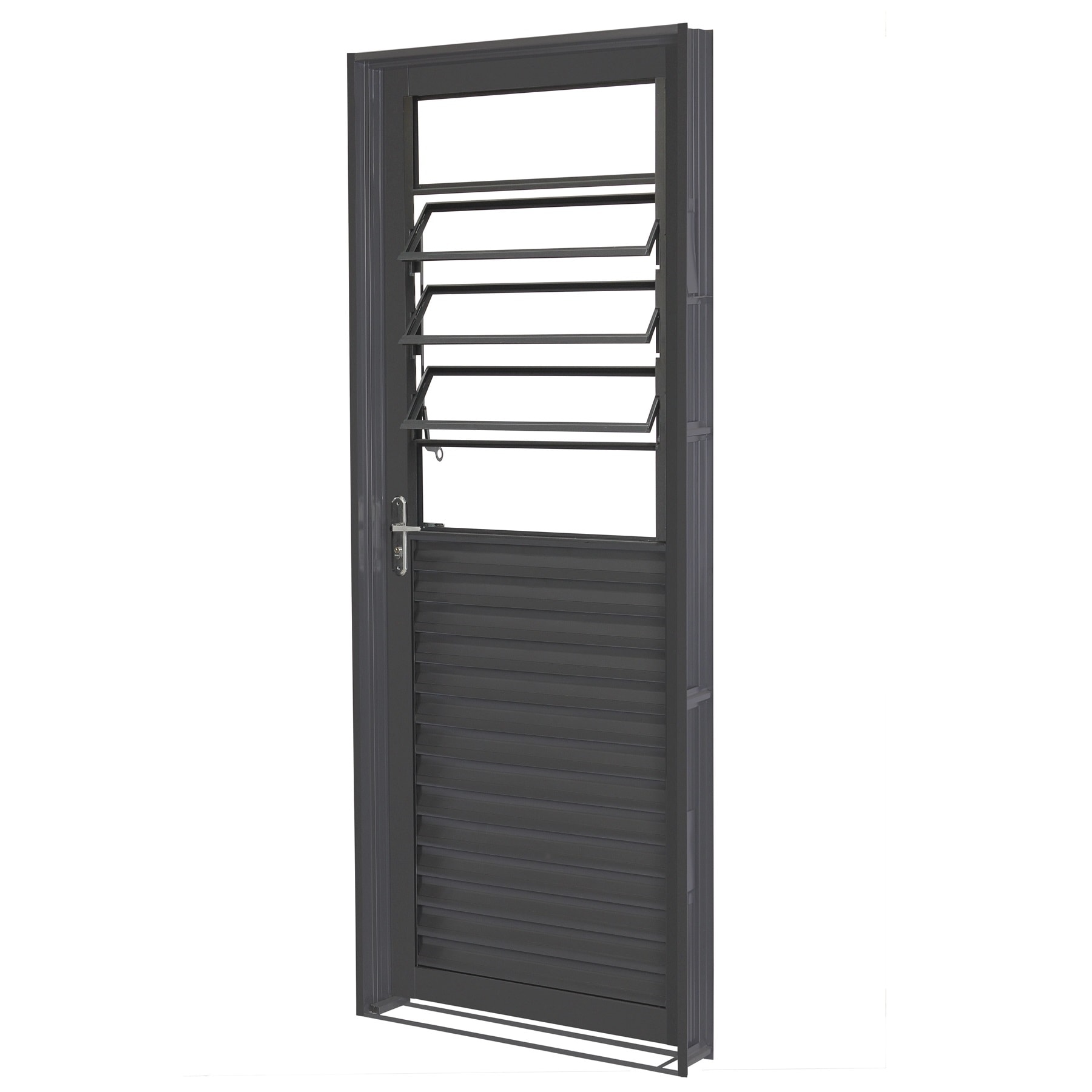 Porta de Aço Veneziana com Basculante 215x84x12cm CRV Standard Abertura Esquerda Cinza - 205400