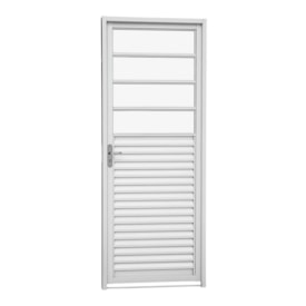 Porta de Aço Veneziana e Divisão Horizontal 217x87x6,5cm Sasazaki Kompacta Abertura Direita Branca - 24.12.450-9