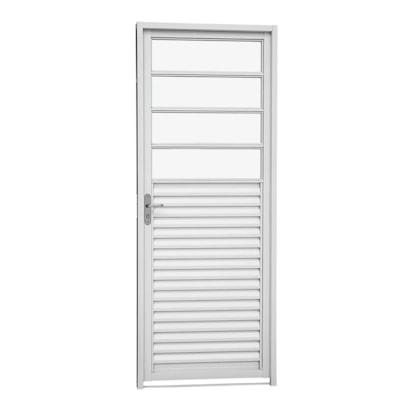 Porta de Aço Veneziana e Divisão Horizontal 217x87x6,5cm Sasazaki Kompacta Abertura Direita Branca - 24.12.450-9