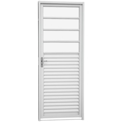 Porta de Aço Veneziana e Divisão Horizontal 217x87x6,5cm Sasazaki Kompacta Abertura Esquerda Branca - 24.12.451-7