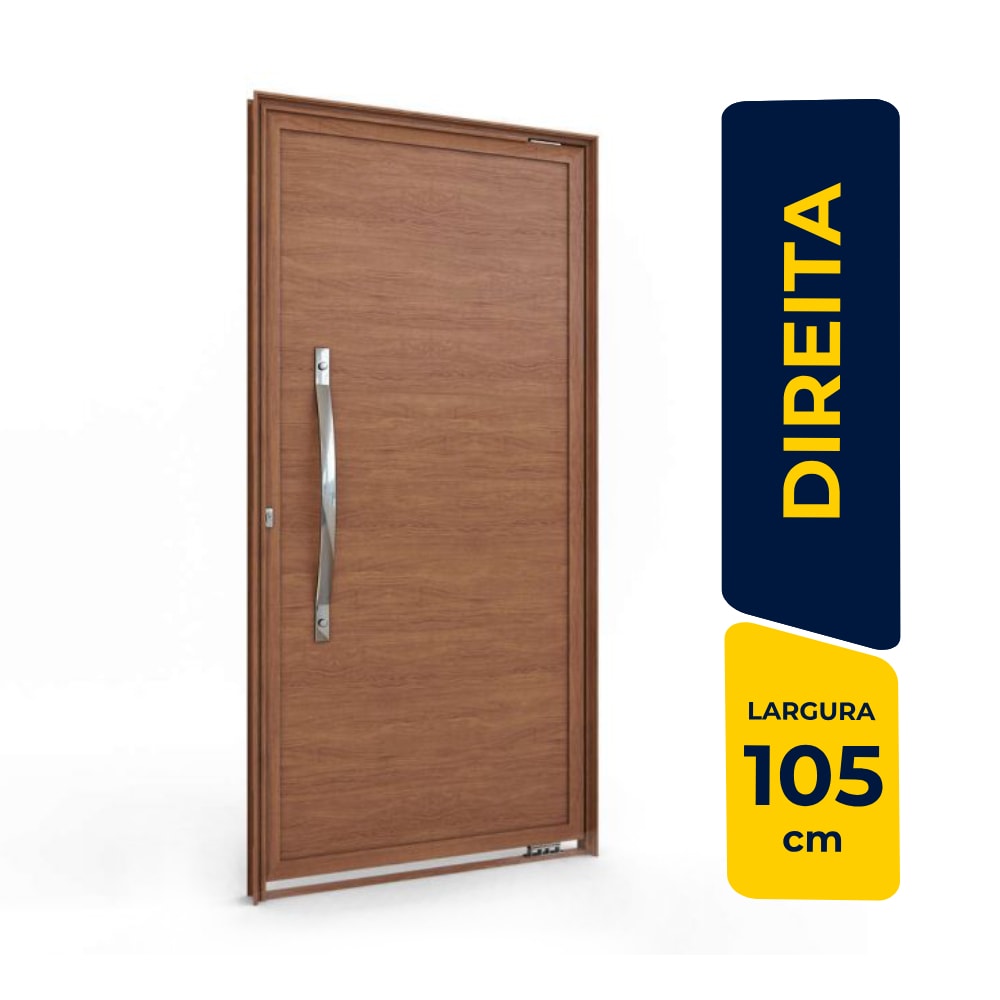 Porta de Alumínio 215x105x08cm Lucasa Lambri Pivotante Madeirado Abertura Direita c/ Puxador - MD9181.2