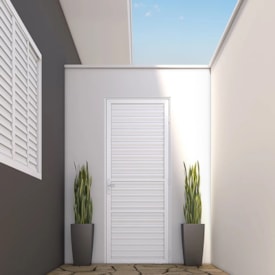 Porta de Alumínio 215x85x4.5cm Lucasa Branco Abertura Esquerda Giro laminada - 9130.1