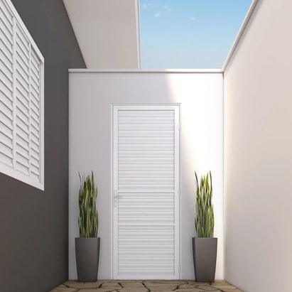Porta de Alumínio 215x85x4.5cm Lucasa Branco Abertura Esquerda Giro laminada - 9130.1