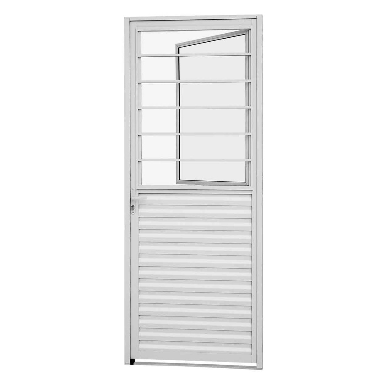 Porta de Alumínio 215x87x3.15cm Sasazaki Alumislim Abertura Direta Branca - 78.60.105-1