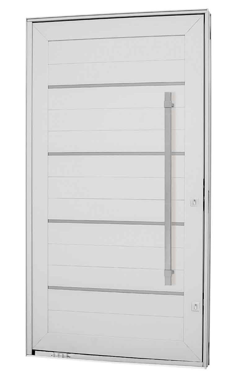 Porta de Alumínio 223,5x126,2x12cm Sasazaki Aluminium Pivotante Abertura Direita Branco - 72.44.109-5
