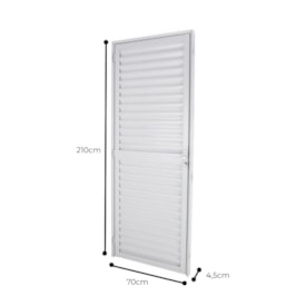Porta de Alumínio 70x210x4,5cm CRV Nobre Abertura Esquerda Veneziana Branca - 993781