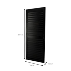 Porta de Alumínio 70x210x4,7cm CRV Nobre Abertura Direita Veneziana Preta - 995775