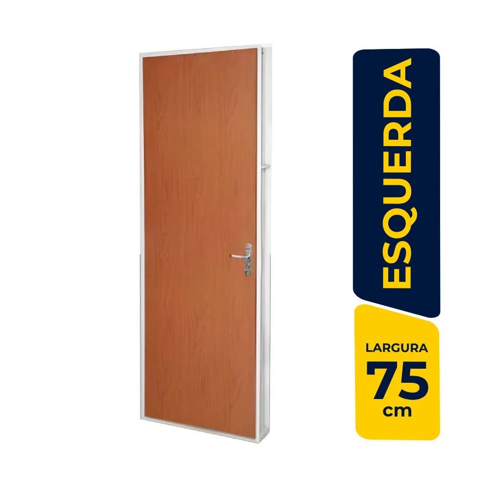 Porta de Alumínio 75x215x14cm CRV Inova Abertura Esquerda Mogno Duraplac - 995381