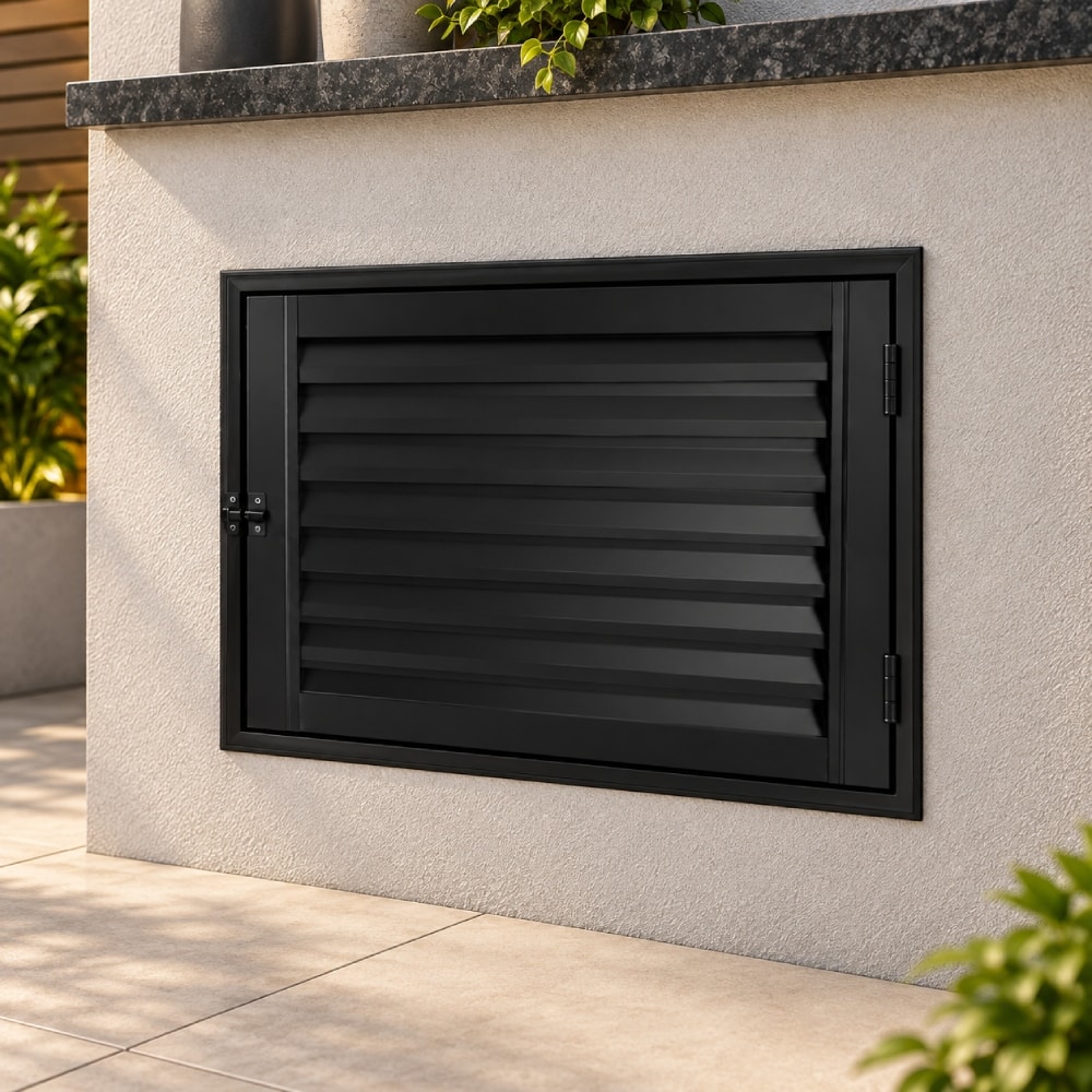Porta de Alumínio Alçapão 80x60x4,5cm CRV Black Nobre Preta - 995797