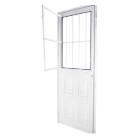 Porta de Alumínio Almofada com Postigo 210x80x4,7cm CRV Nobre Abertura Direita Branca - 993334