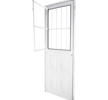 Porta de Alumínio Almofada com Postigo 210x80x4,7cm CRV Nobre Abertura Direita Branca - 993334