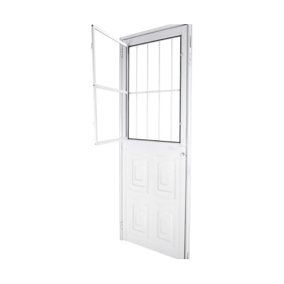 Porta de Alumínio Almofada com Postigo 210x80x4,7cm CRV Nobre Abertura Direita Branca - 993334