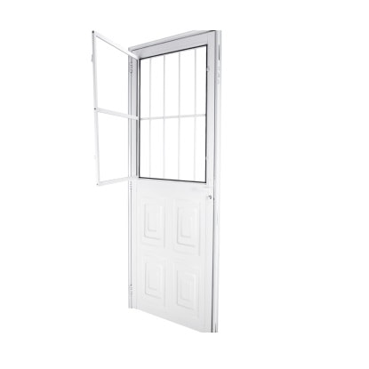 Porta de Alumínio Almofada com Postigo 210x80x4,7cm CRV Nobre Abertura Esquerda Branca - 993335