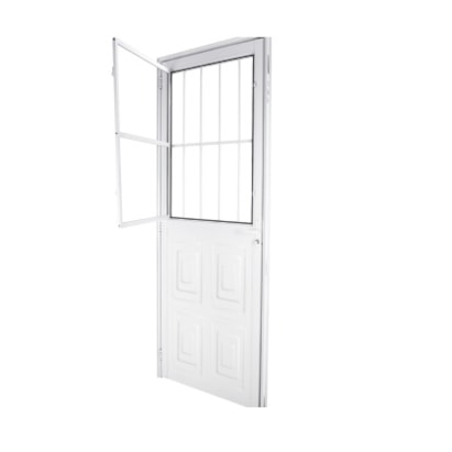 Porta de Alumínio Almofada com Postigo 210x80x4,7cm CRV Nobre Abertura Esquerda Branca - 993335