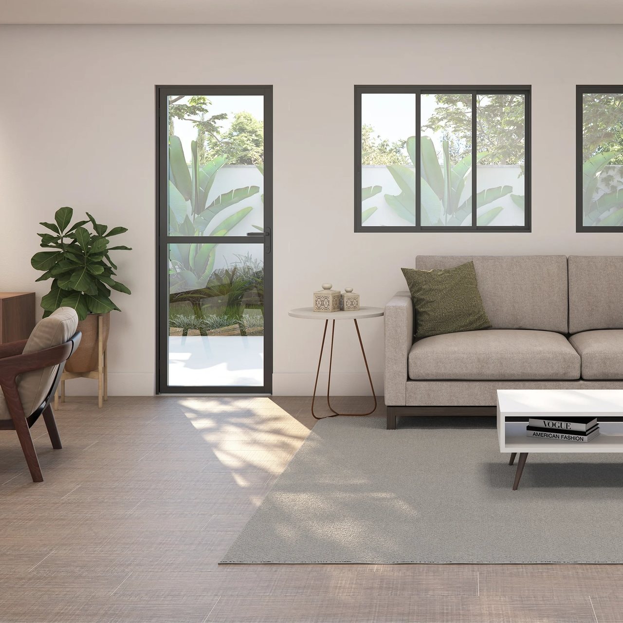 Porta de Alumínio com Vidro 210x80x4,7cm CRV Black Nobre Abertura Direita Preta - 995434