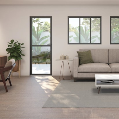 Porta de Alumínio com Vidro 210x80x4,7cm CRV Black Nobre Abertura Esquerda Preta - 995435