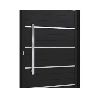 Porta de Alumínio Lambri 215x105x08cm Lucasa Preto Abertura Direita Com Puxador 80cm - P9182.2