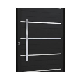 Porta de Alumínio Lambri 215x105x08cm Lucasa Preto Abertura Direita Com Puxador 80cm - P9182.2