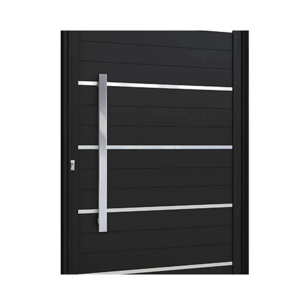 Porta de Alumínio Lambri 215x105x08cm Lucasa Preto Abertura Esquerda com Puxador 80cm - P9182.1