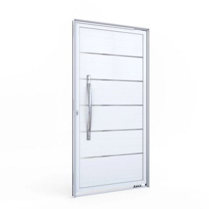 Porta de Alumínio Lambri 215x105x8cm Lucasa Branco Direita Esquerda com Friso - 9182.2