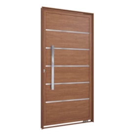 Porta de Alumínio Lambri 215x105x8cm Lucasa Madeirado com Puxador 80cm - MD9182.1
