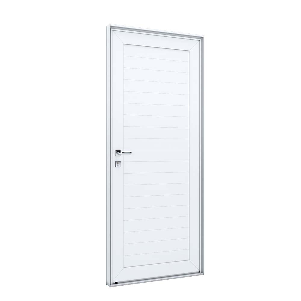 Porta de Alumínio Lambri 215x85x8cm Lucasa Branco Abertura Direita com Maçaneta - 9192.2