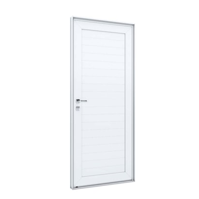 Porta de Alumínio Lambri 215x85x8cm Lucasa Branco Abertura Direita com Maçaneta - 9192.2