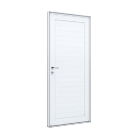 Porta de Alumínio Lambri 215x85x8cm Lucasa Branco Abertura Direita com Maçaneta - 9192.2