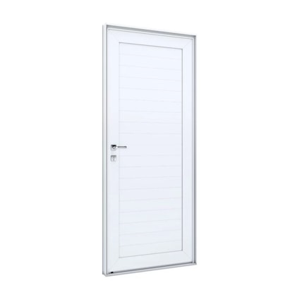 Porta de Alumínio Lambri 215x85x8cm Lucasa Branco Abertura Esquerda com Maçaneta - 9192.1
