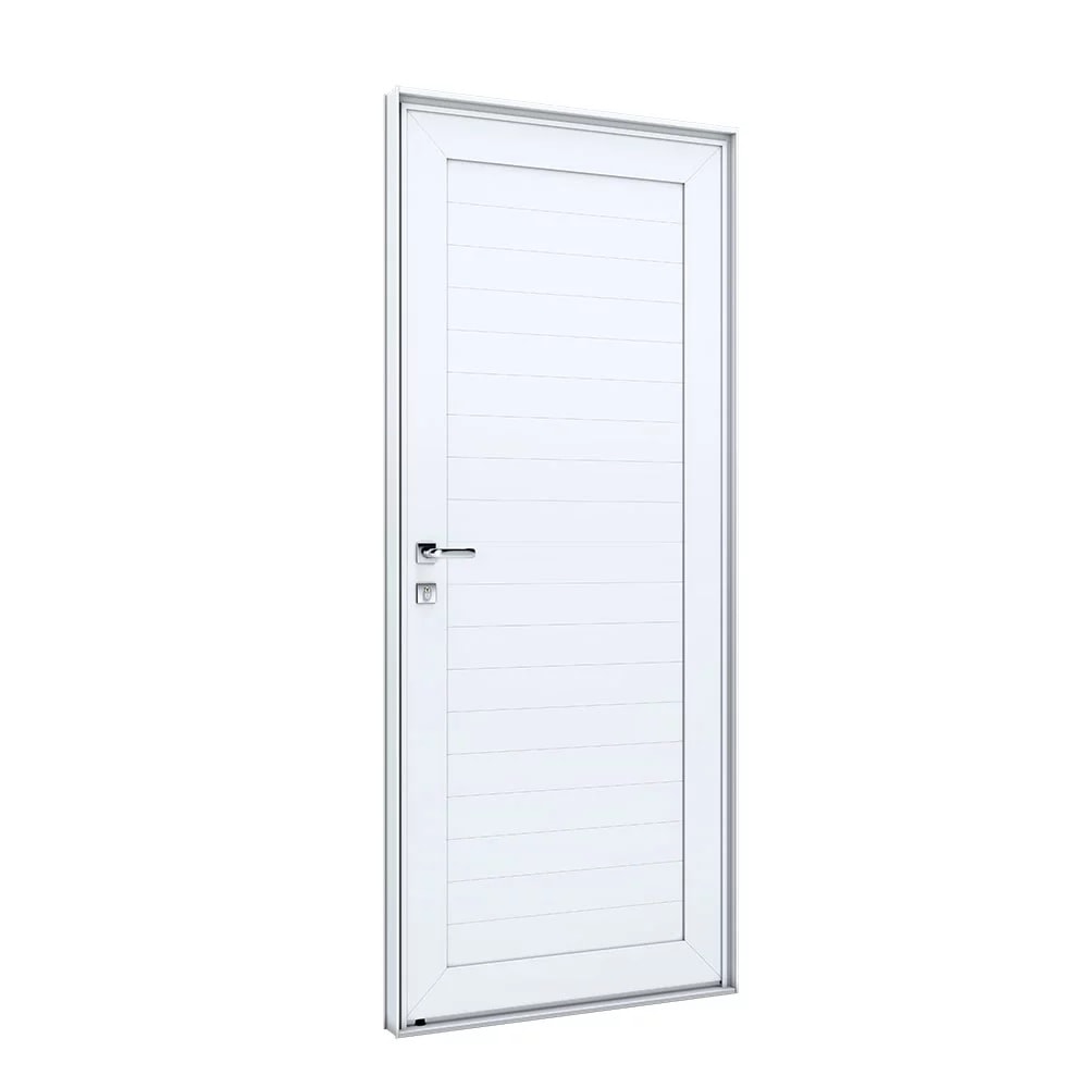 Porta de Alumínio Lambri 215x85x8cm Lucasa Branco Abertura Esquerda com Maçaneta - 9192.1