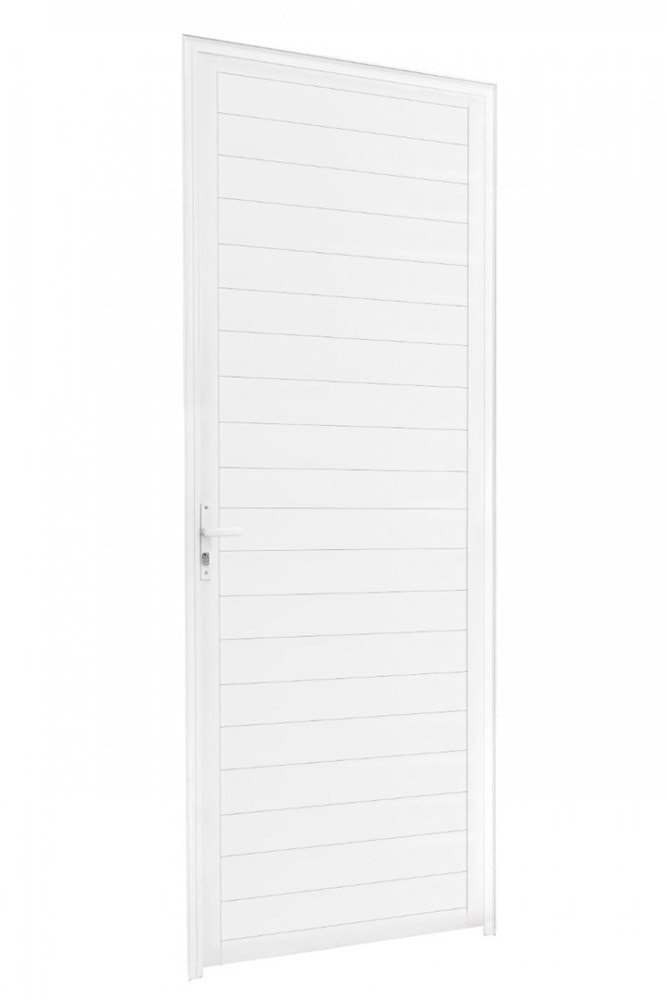 Porta de Alumínio Lambril 215x80x4,7cm CRV Nobre Abertura Esquerda Branca - 600397