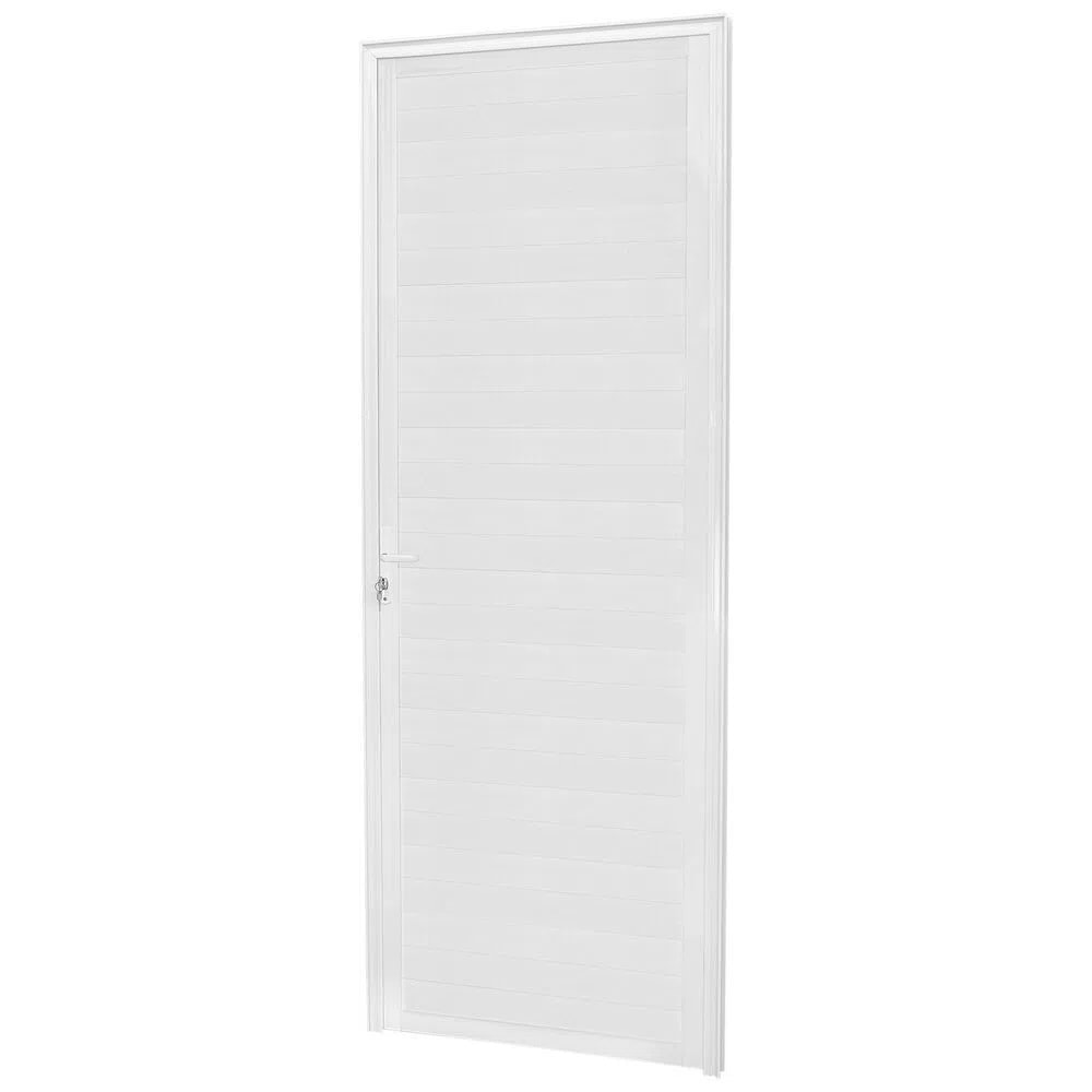 Porta de Alumínio Lambril 215x80x4,7cm CRV Nobre Abertura Esquerda Branca - 600397