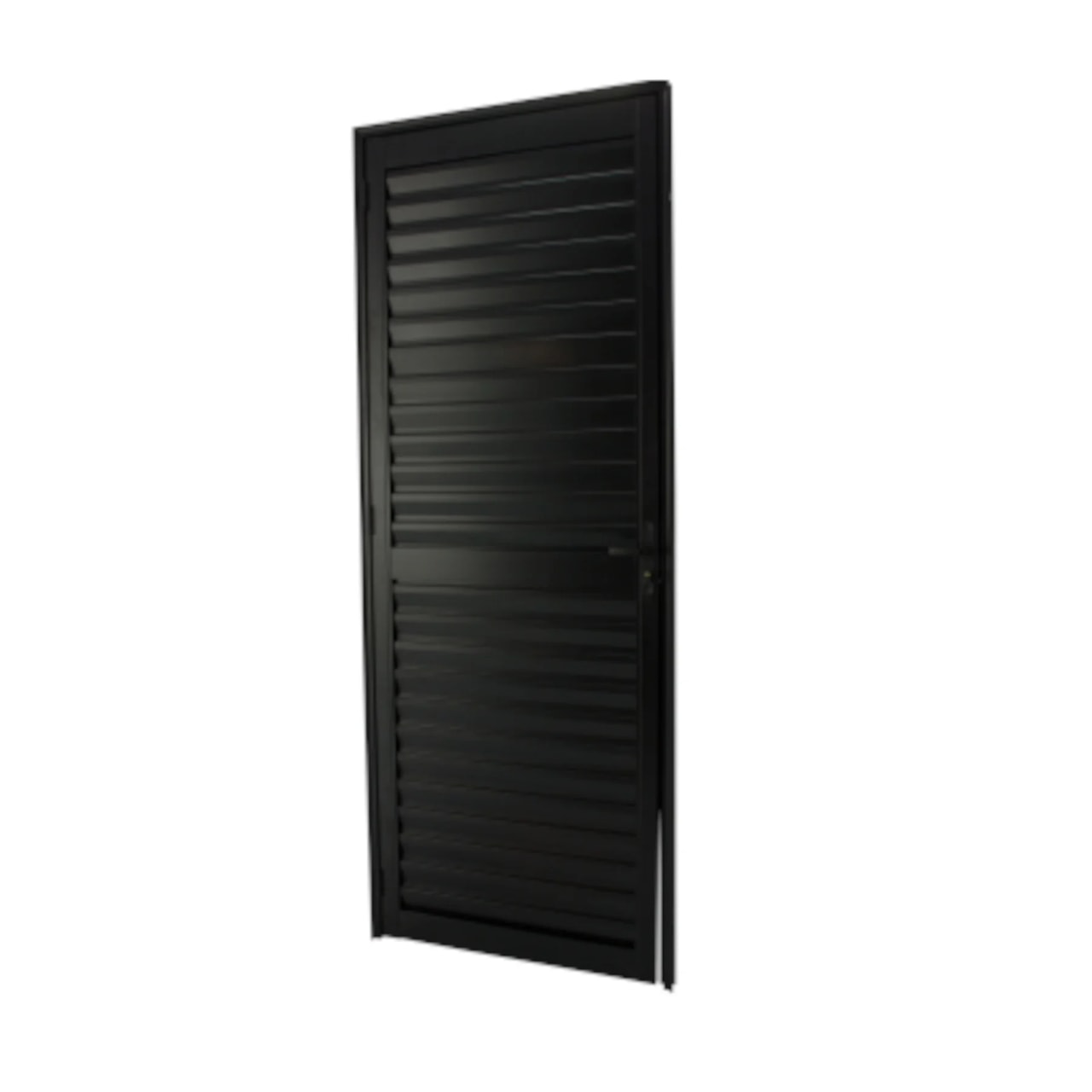 Porta de Alumínio Veneziana 210x80x4,7cm CRV Black Nobre Abertura Esquerda Preta - 995429