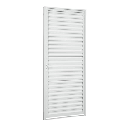 Porta de Alumínio Veneziana 215x87x3,15cm sasazaki Alumislim Abertura Direita Branca - 78.41.107-4