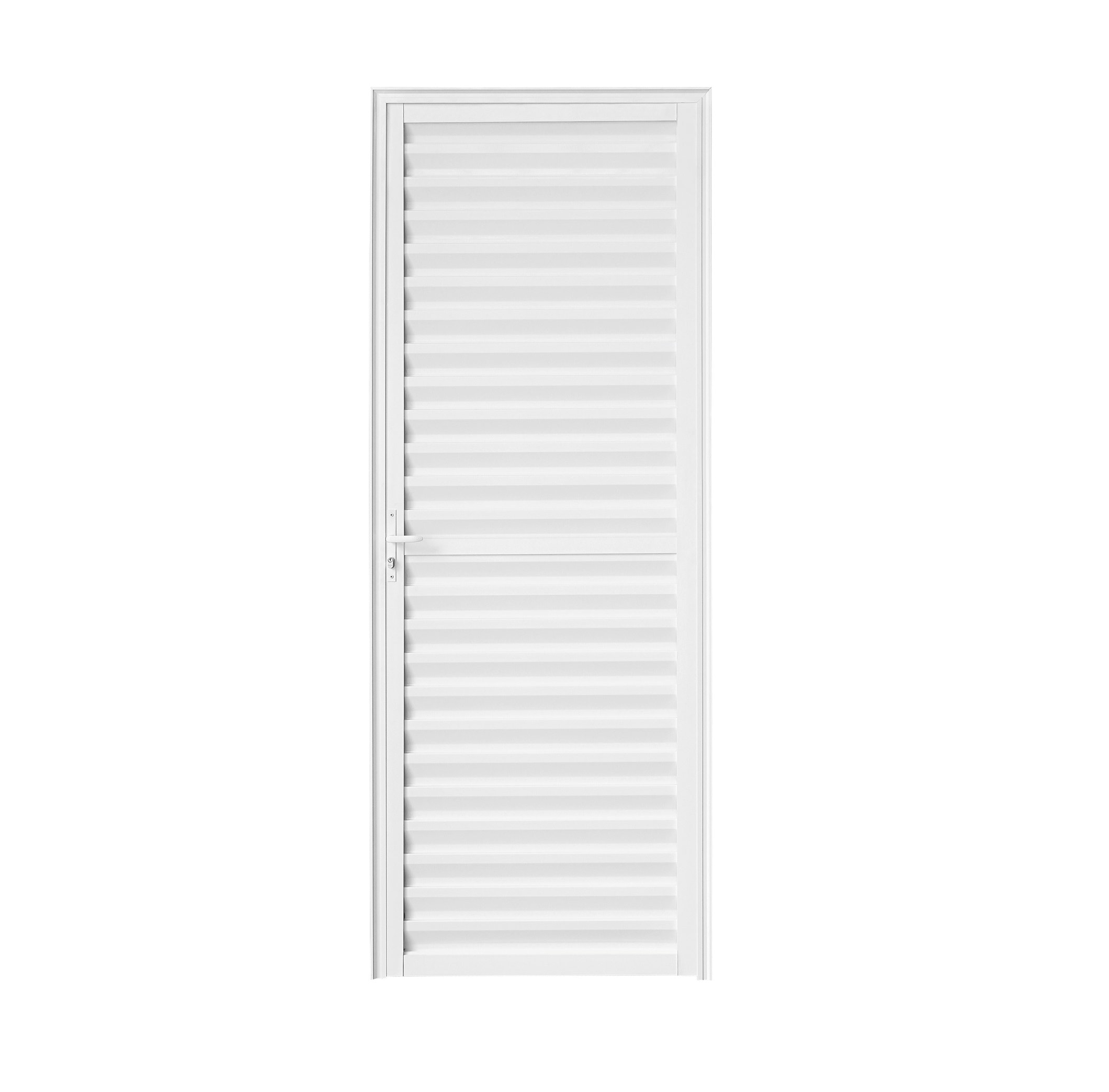 Porta de Alumínio Veneziana 70x210x4,7cmCRV Nobre Abertura Esquerda Branca - 600357