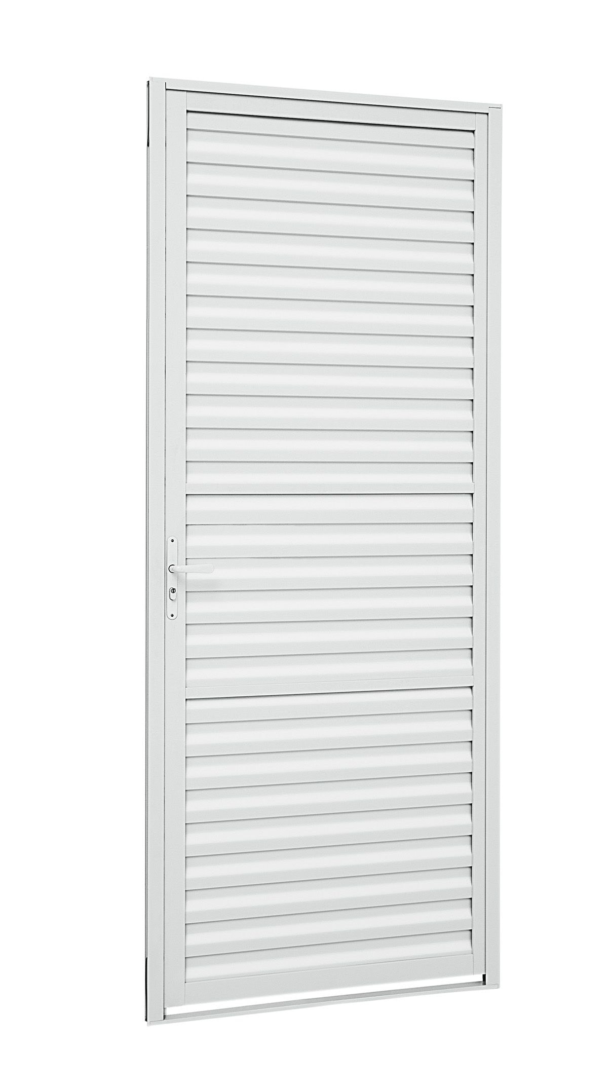 Porta de Alumínio Veneziana 80x210x4,7cmCRV Nobre Abertura Esquerda Branca - 600358