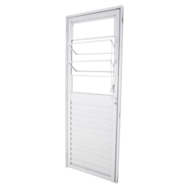 Porta de Alumínio Veneziana e Basculante 210x80x4,7cm CRV Nobre Abertura Esquerda Branca - 600336
