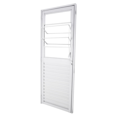 Porta de Alumínio Veneziana e Basculante 210x80x4,7cm CRV Nobre Abertura Esquerda Branca - 600336
