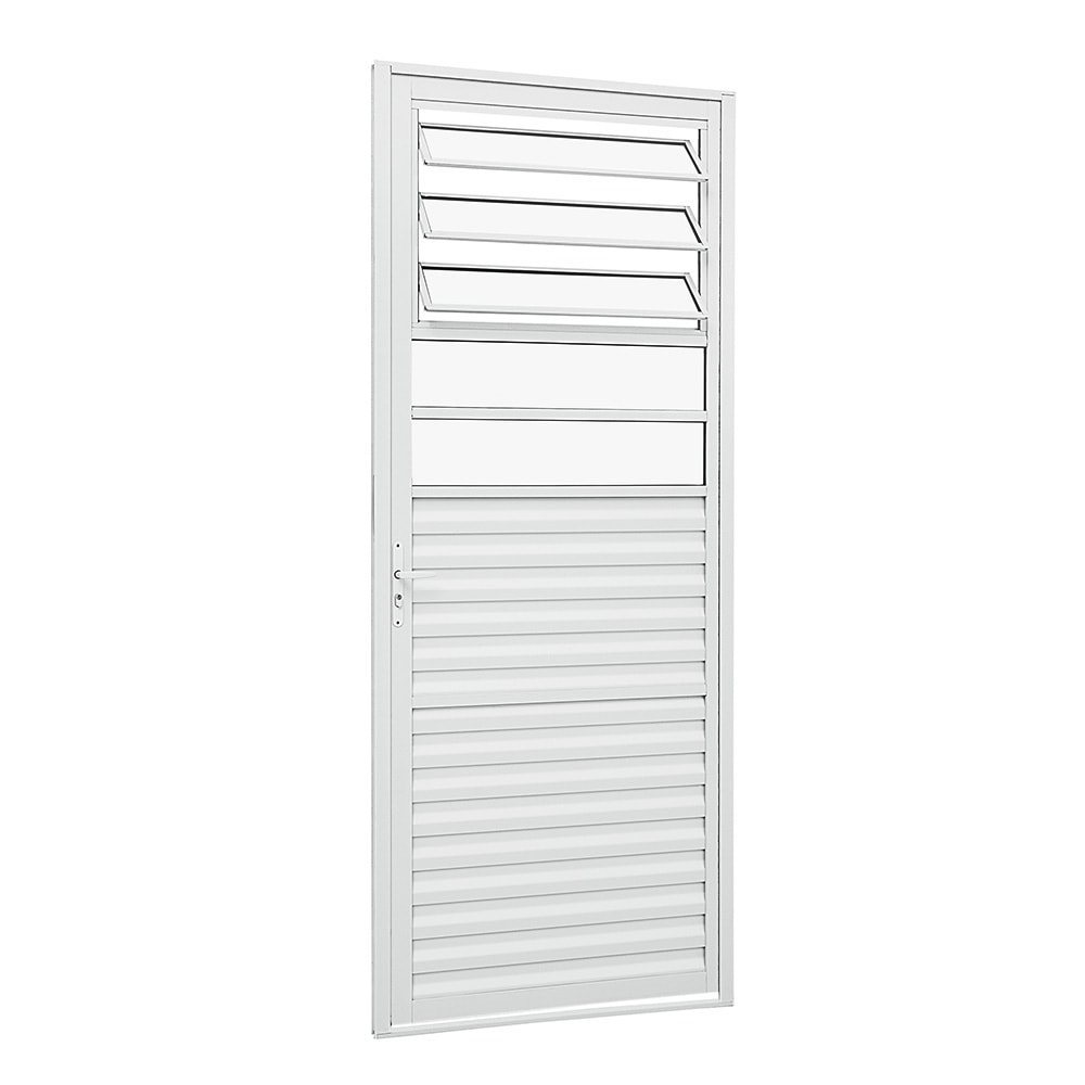 Porta de Alumínio Veneziana e Basculante Sasazaki Alumislim Abertura Esquerda Branca - 78.40.106-0